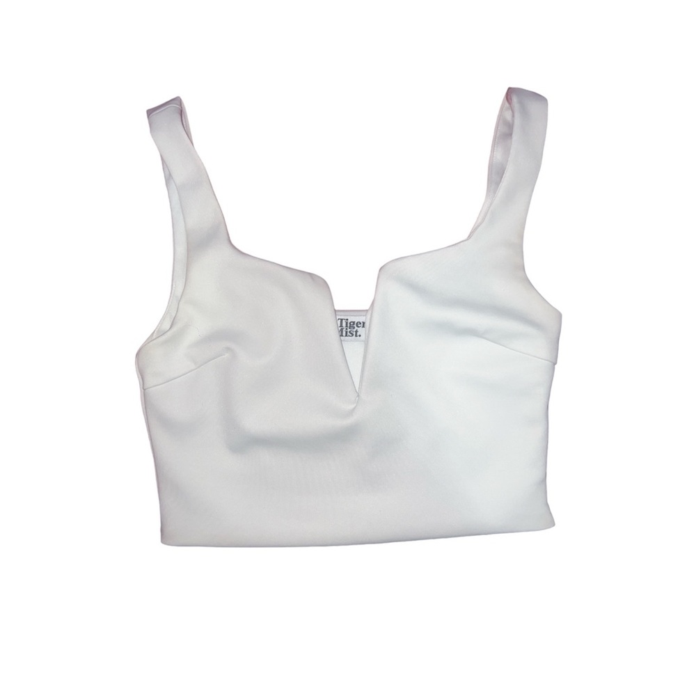 Tiger mist white crop tank top